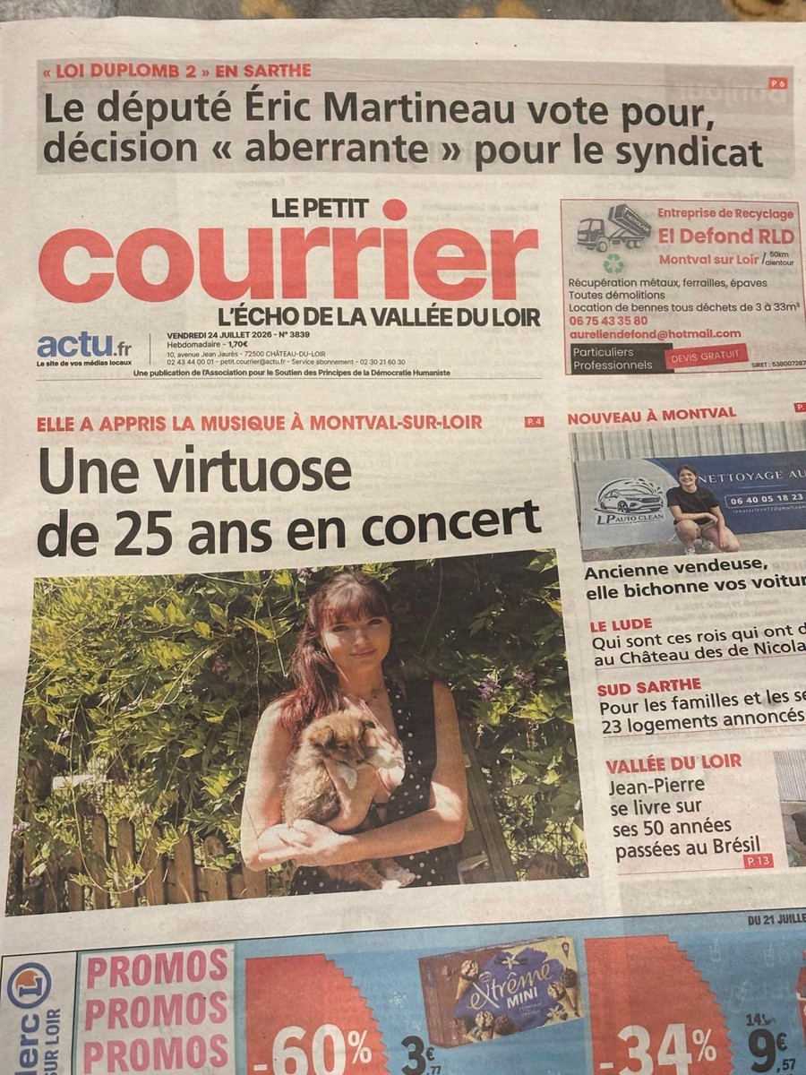 Une du Petit Courrier du 24 juillet 2026 : « Une virtuose de 25 ans en concert »